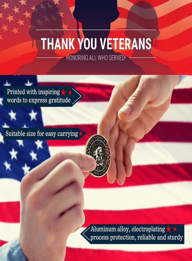 Quelay 20 Pcs Military Challenge Coins Veterans Thank You for Your Service Coins Veterans Day Gifts Military Challenge Gifts Bulk for Men Women Presents - Image 5